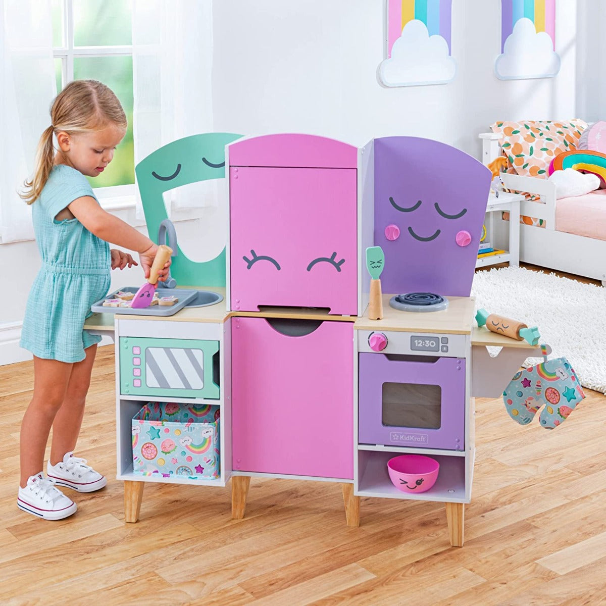 Buy KidKraft Lil Friends Play Kitchen with 14 Piece Accessory | Yallatoys.com