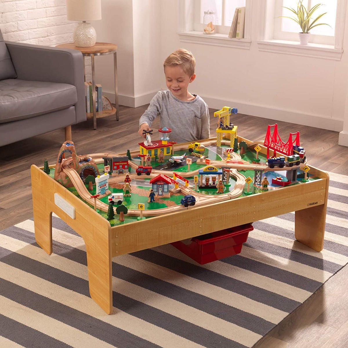 Buy Kidkraft Adventure Town Railway Wooden Train Set & Table | Yallatoys.com