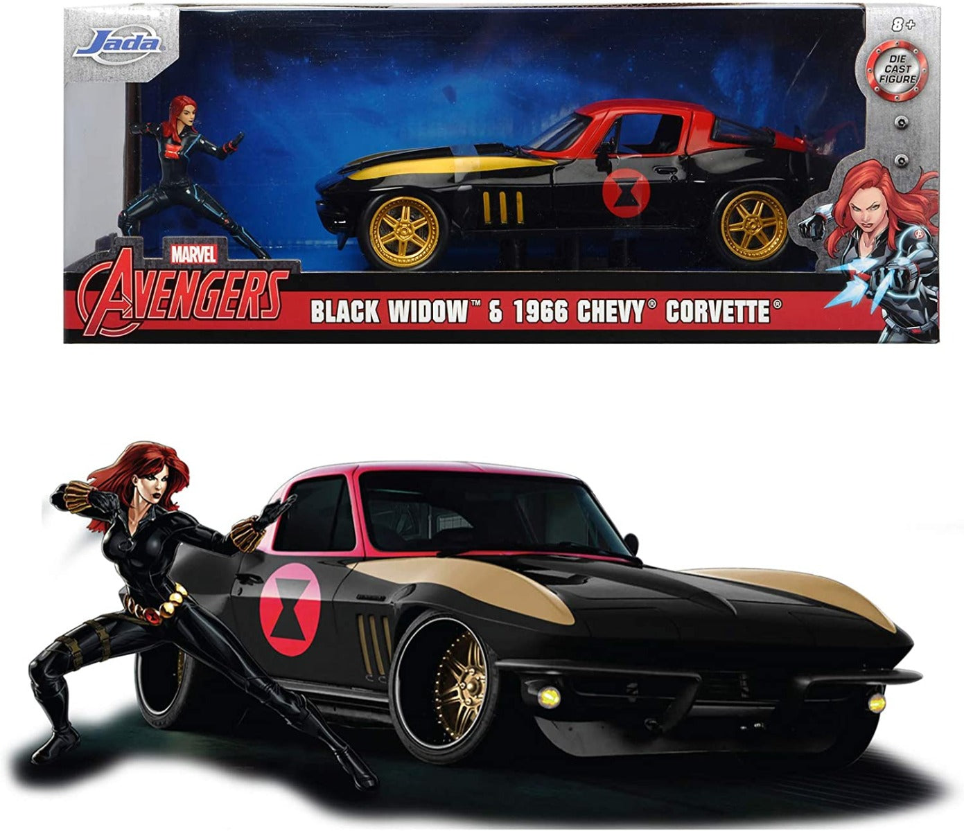 Buy Jada Hollywood Rides Marvel Black Widow 1966 Chevy Die Cast Car with Figure | Yallatoys.com