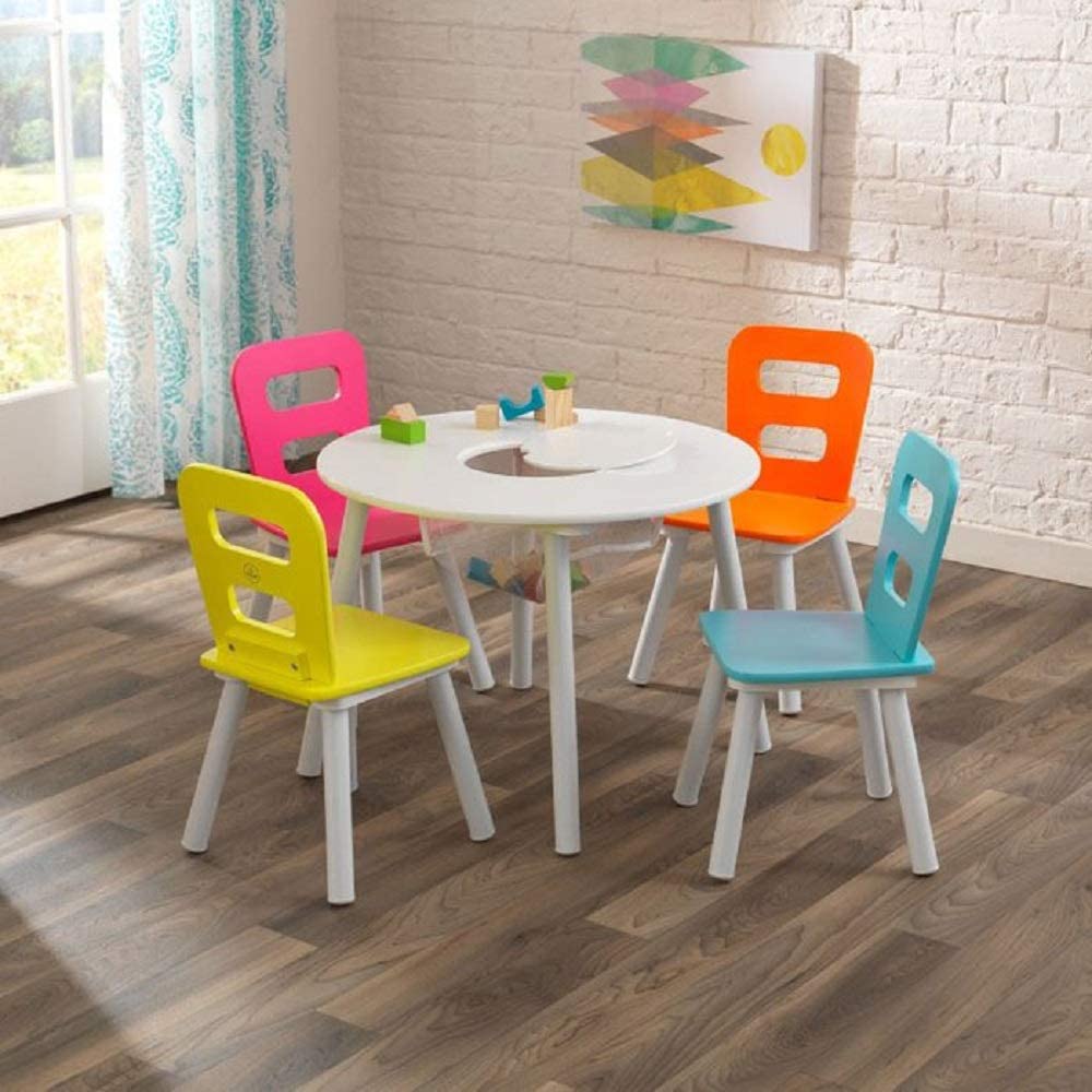 Buy Kidkraft Round Storage Table and 4 Chair Set | Yallatoys.com