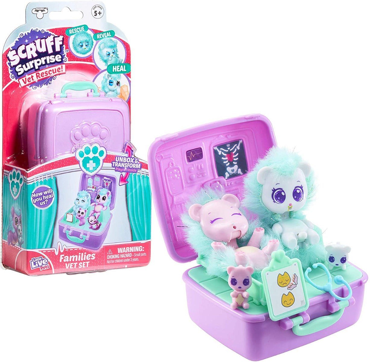 Buy Scruff A Luv Surprise Vet Rescue Bed Set with Polar Bear Family Mini Collectable | Yallatoys.com