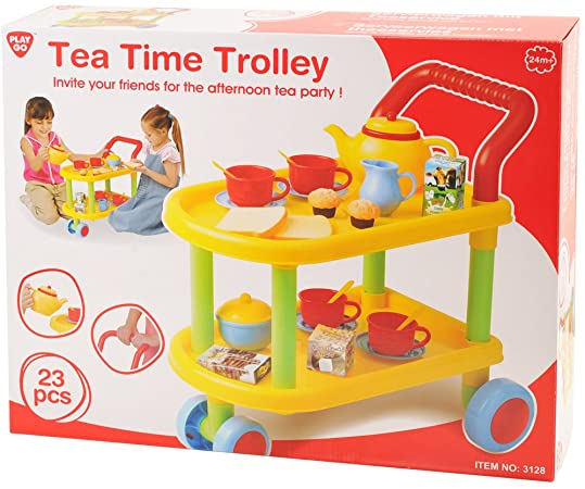 Buy Playgo Serving Trolley With Tea Set 23 Pieces | Yallatoys.com
