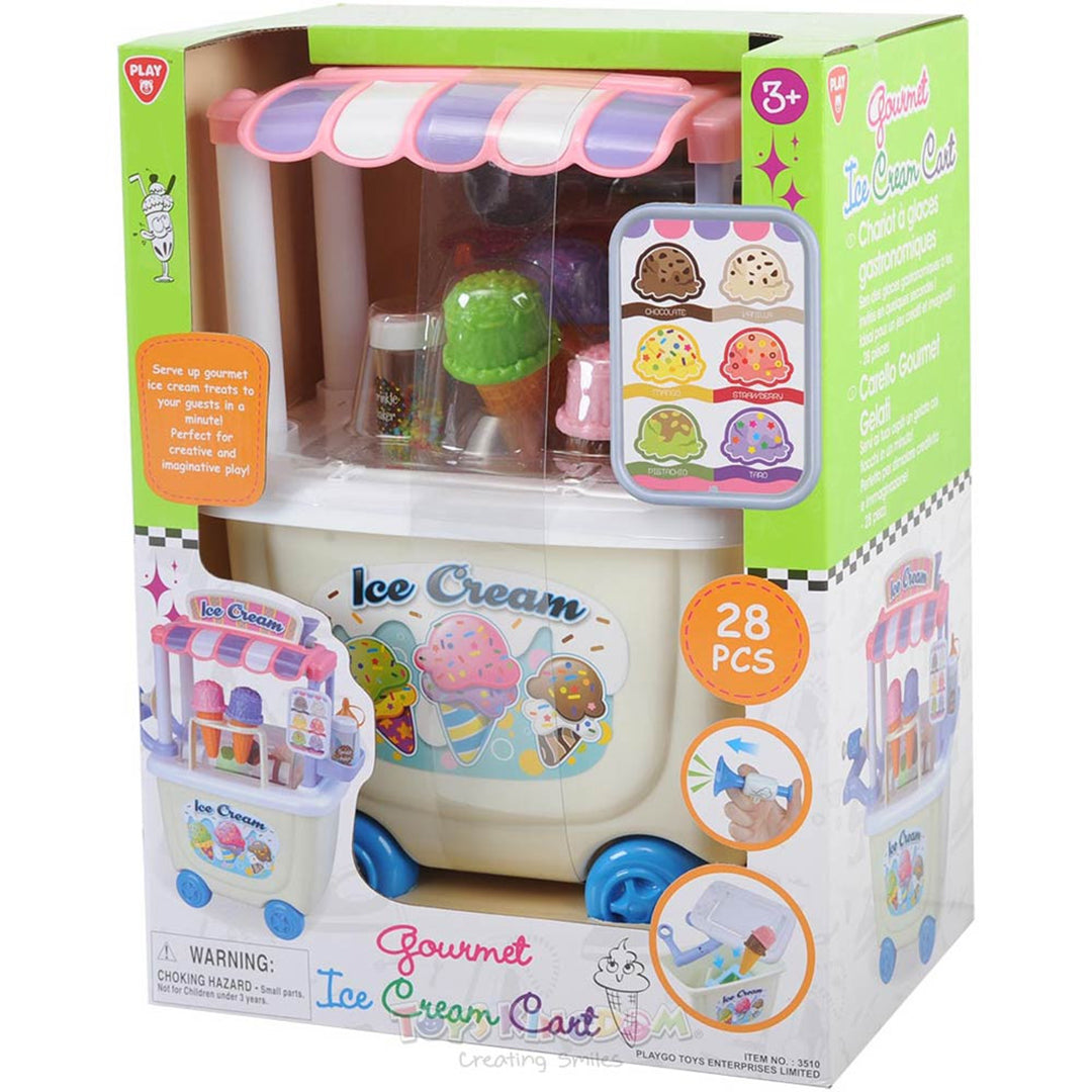Buy Playgo Gourmet Ice Cream Cart 28 Pieces Set | Yallatoys.com