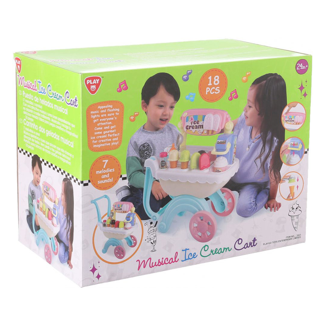 Buy Playgo Musical Ice-Cream Cart 18 Pcs | Yallatoys.com