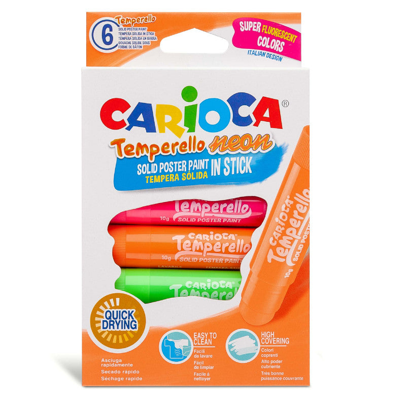 Buy Carioca Tempera Stick Neon Color 6pcs | Yallatoys.com