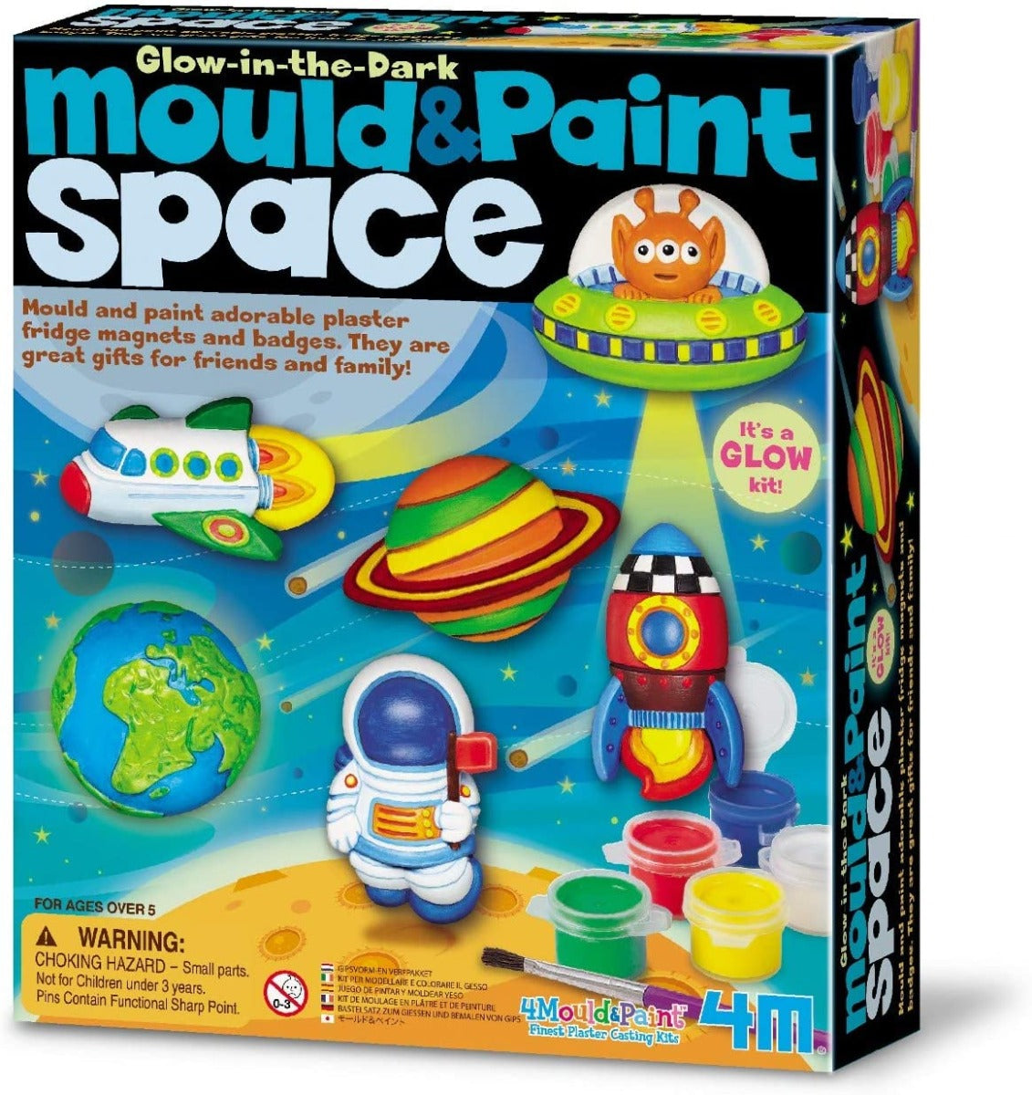 Buy 4M Glow-in-The-Dark Mould & Paint Space Paint Finest Plaster Casting Kits Mould and Paint Adorable Plaster Fridge Magnets and Pins | Yallatoys.com