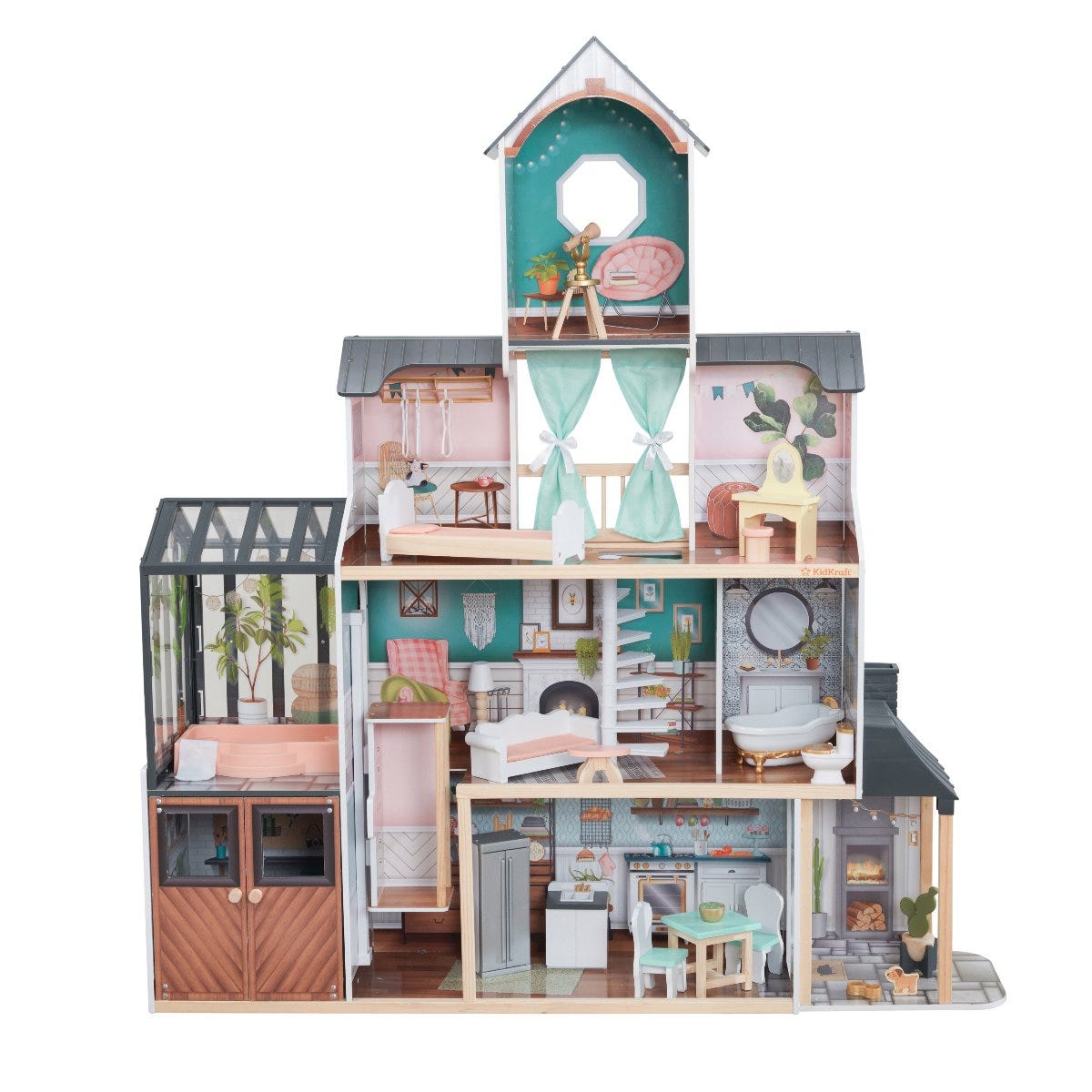 Buy Kidkraft Celeste Mansion 24 Piece Wooden Dollhouse With Ez Kraft Assembly | Yallatoys.com