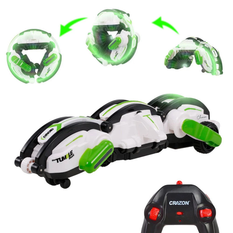 Crazon 2.4G Remote Control Transforming Caterpillar Stunt Car Green