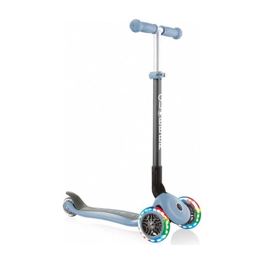 Globber Primo Foldable Lights with Anodized T-Bar Scooter-Ash Blue