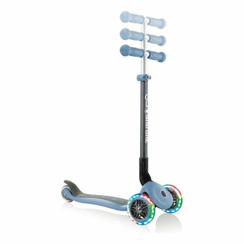 Globber Primo Foldable Lights with Anodized T-Bar Scooter-Ash Blue