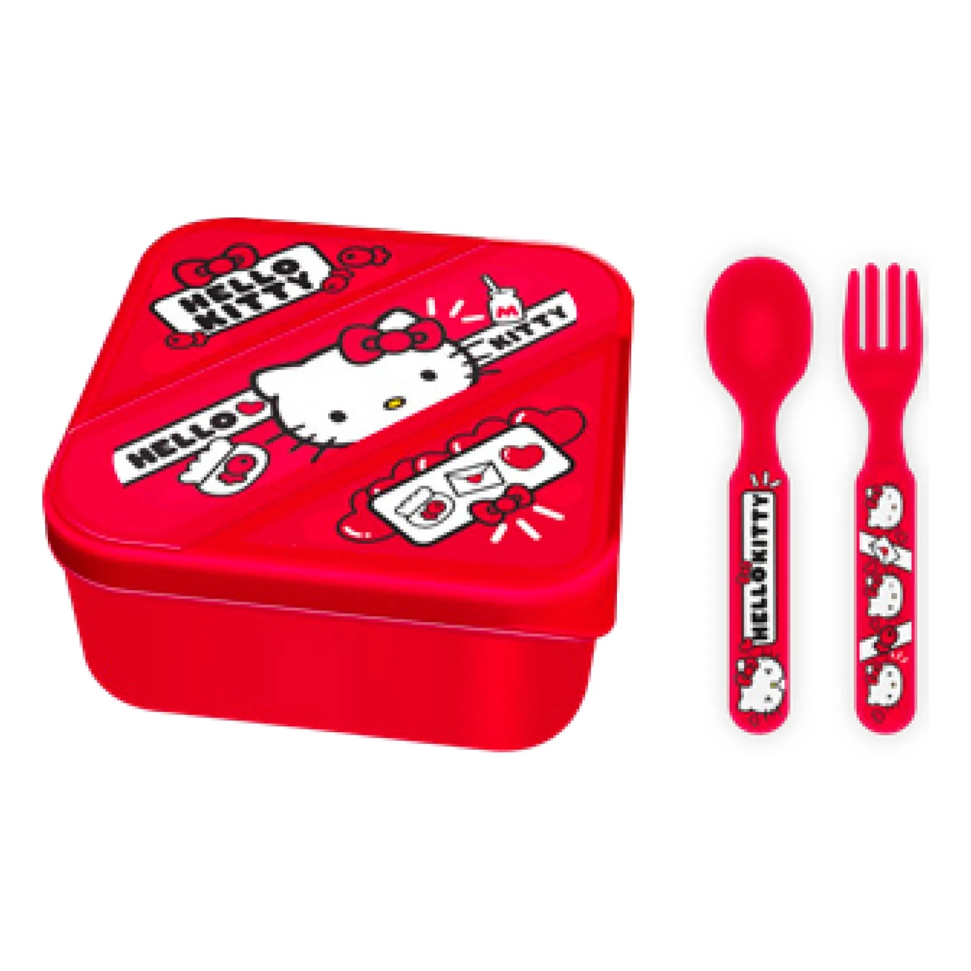 Hello Kitty Lunch Box with Cutlery Red