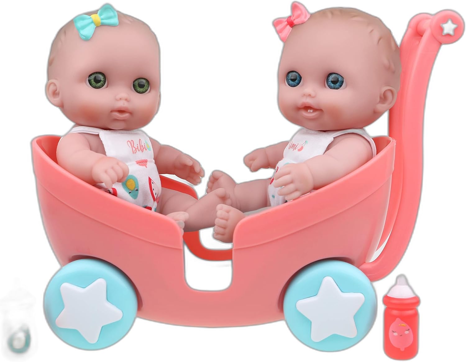 JC Toys Lil Cutsies Twin Dolls with Stroller 8.5Inch