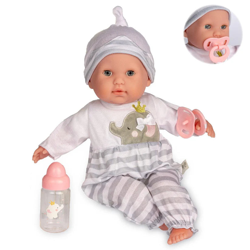 JC Toys Berenguer Boutique 15Inch Soft Body Baby Doll in Grey Outfit