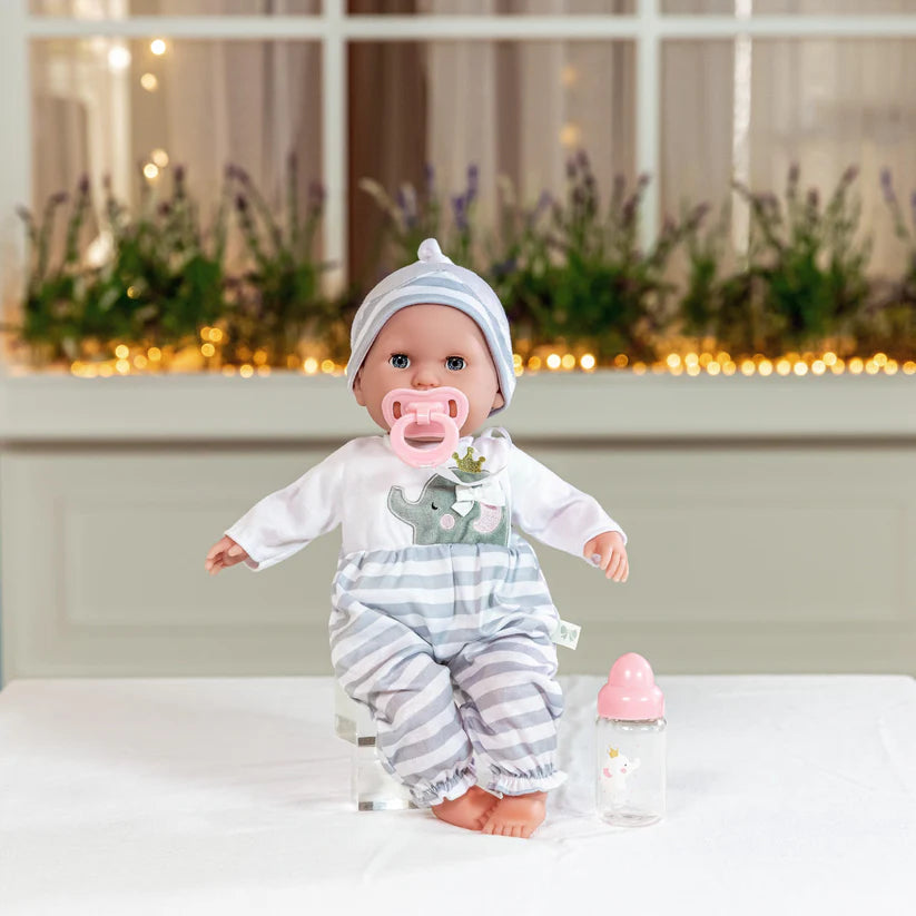 JC Toys Berenguer Boutique 15Inch Soft Body Baby Doll in Grey Outfit