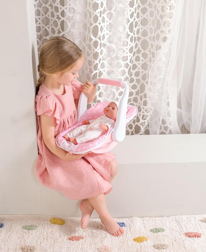 JC Toys 12.5 Inch Soft Body Baby Doll with Car Seat