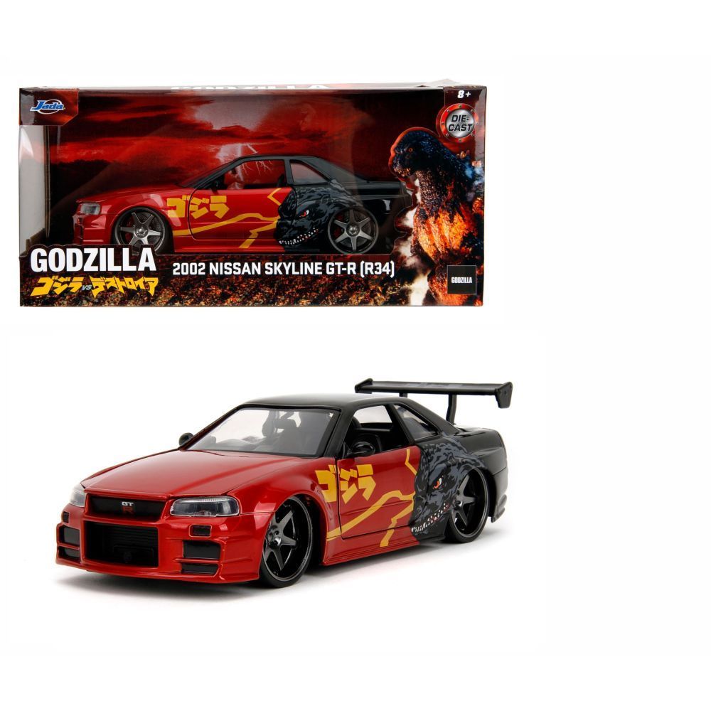 Jada Godzilla 2002 Nissan Skyline GT R R34 1:24 Scale