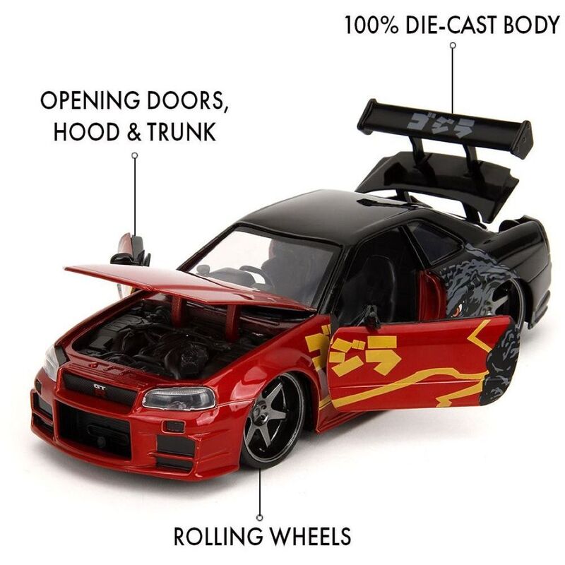Jada Godzilla 2002 Nissan Skyline GT R R34 1:24 Scale