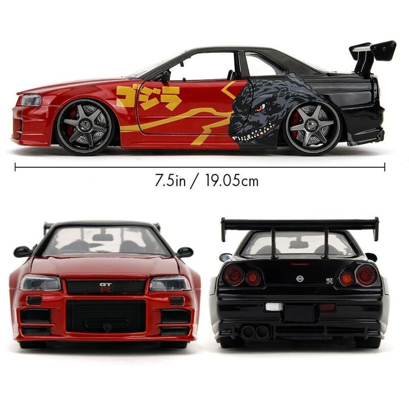 Jada Godzilla 2002 Nissan Skyline GT R R34 1:24 Scale