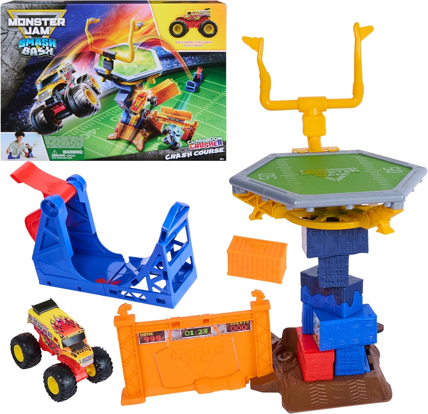 Monster Jam Smash & Bash Playset Classroom Crusher Crash Course