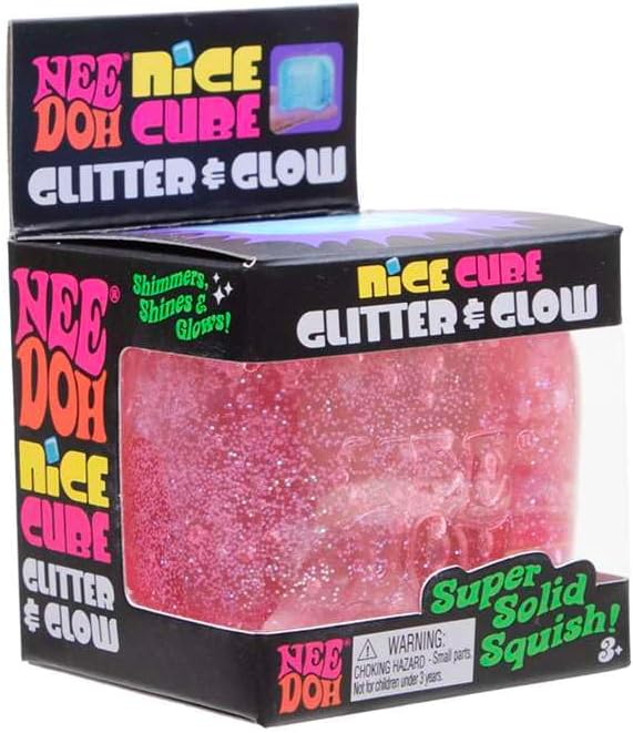 Nee Doh Glitter & Glow Nice Cube Assorted Squishy Toy Pink