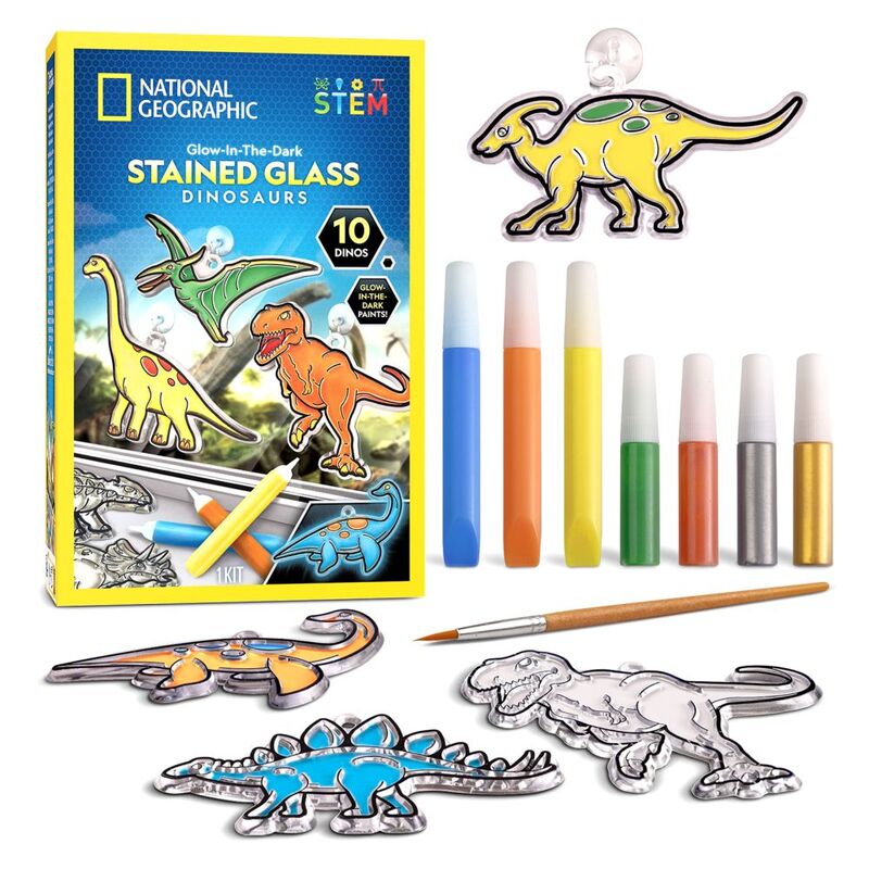 National Geographic Glow In The Dark Stained Glass Dinosaurs Kit