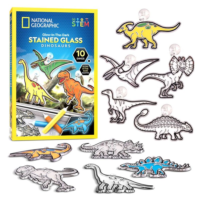National Geographic Glow In The Dark Stained Glass Dinosaurs Kit