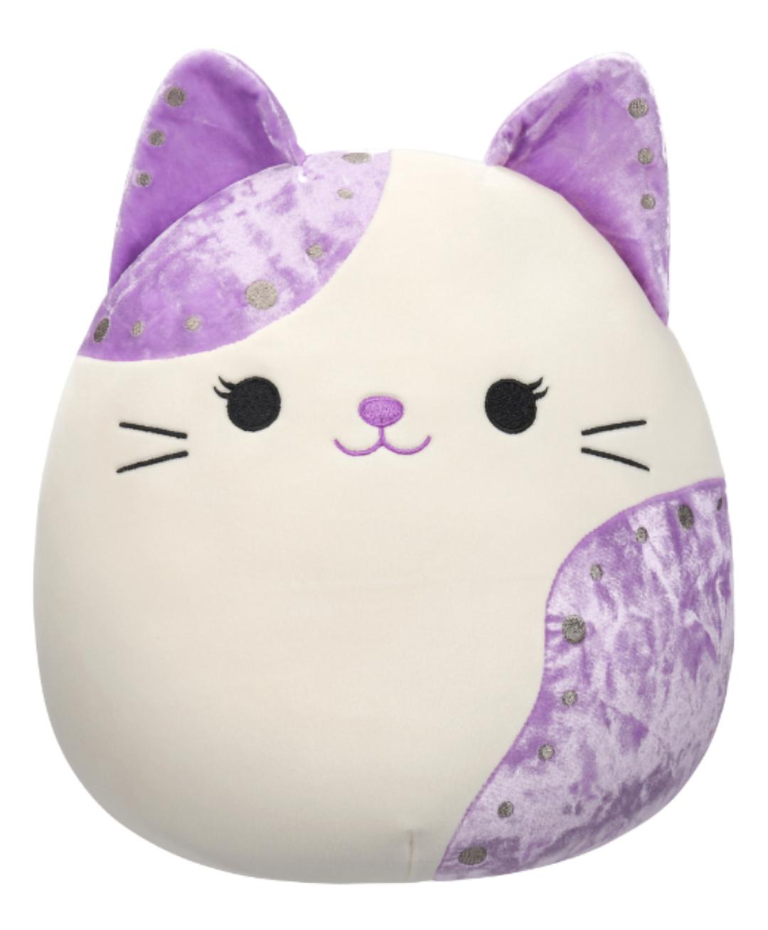 Squishmallows Medium Plush Velvet Cat with Purple Ears and Spot 12 Inch