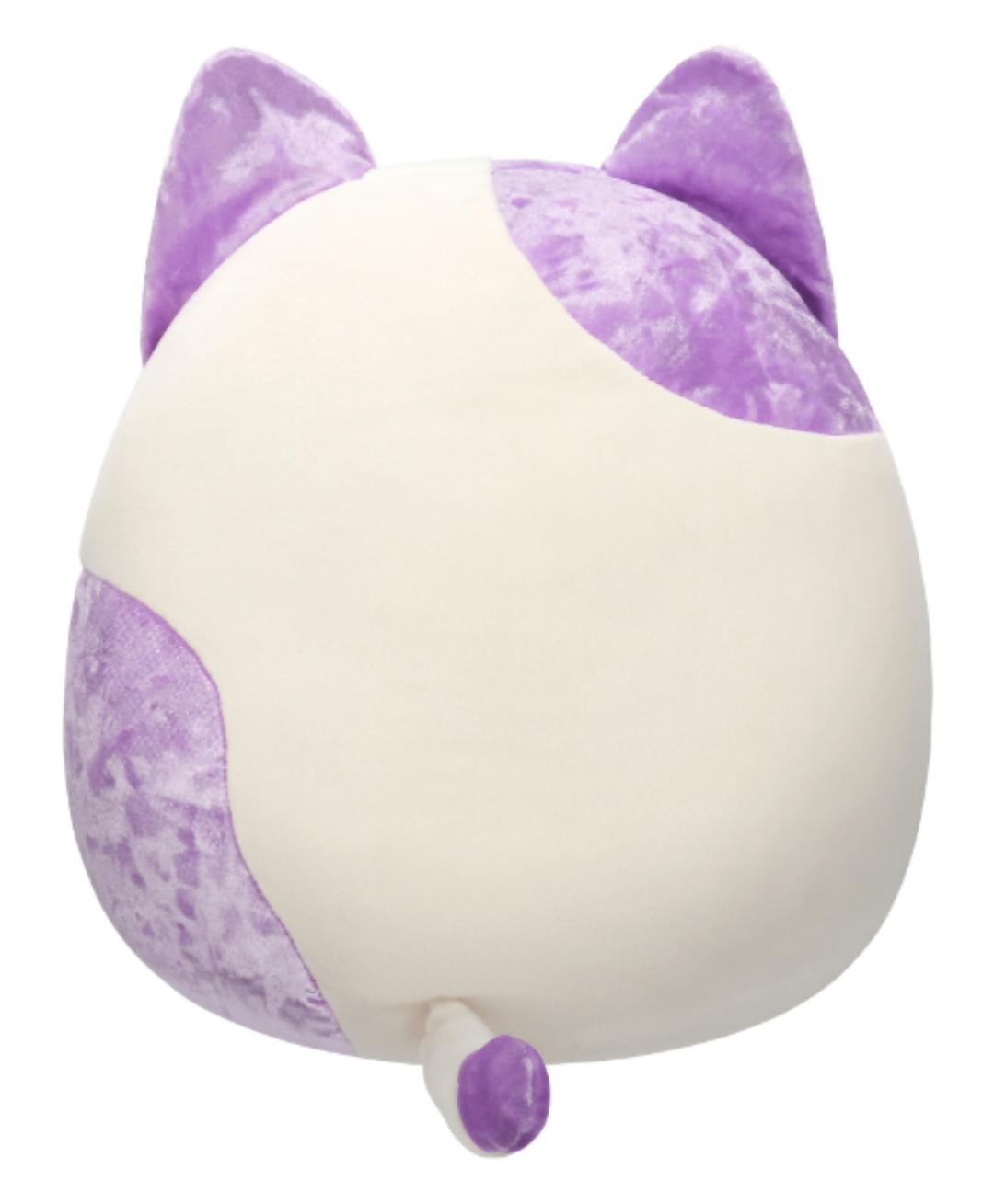 Squishmallows Medium Plush Velvet Cat with Purple Ears and Spot 12 Inch Back