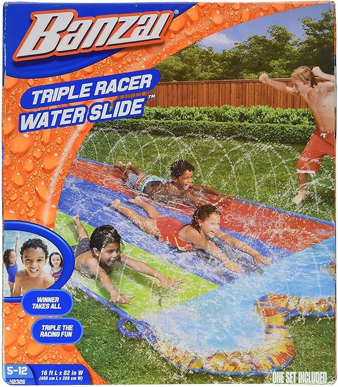 Buy Banzai Triple Racer Water Slide 16ft | Yallatoys.com
