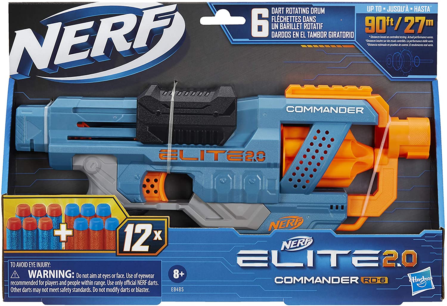 Buy Nerf Elite 2.0 Commander Rd-6 Blaster With 12 Official Nerf Darts, 6-Dart Rotating Drum, Built-In Customizing Capabilities | Yallatoys.com