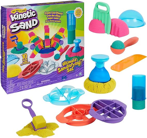 Buy Kinetic Sand Ultimate Sandisfying Set with 2lb of Pink Yellow and Teal Play Sand 10 Molds and Tools | Yallatoys.com