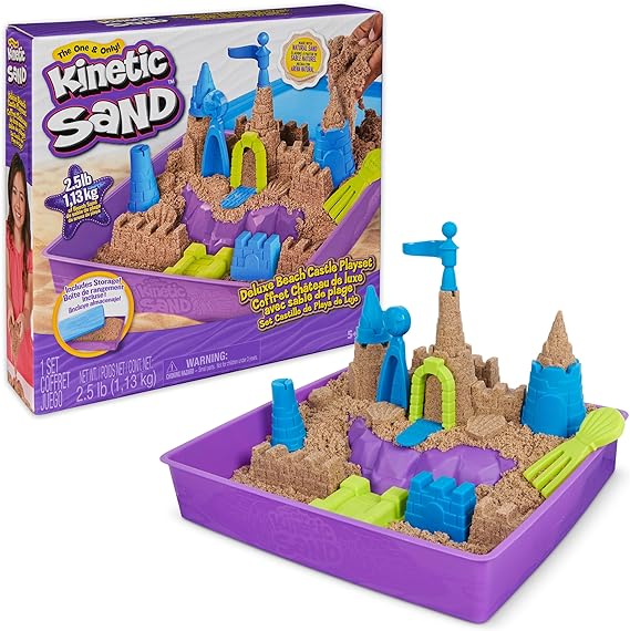 Buy Kinetic Sand Deluxe Beach Castle Playset with 2.5lbs of Beach Sand Includes Molds and Tools | Yallatoys.com