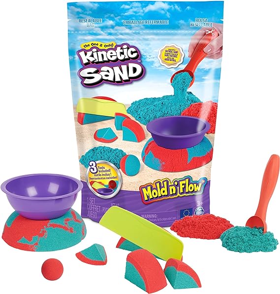 Buy Kinetic Sand Mold N Flow 1.5lbs Red and Teal Play Sand with 3 Tools | Yallatoys.com