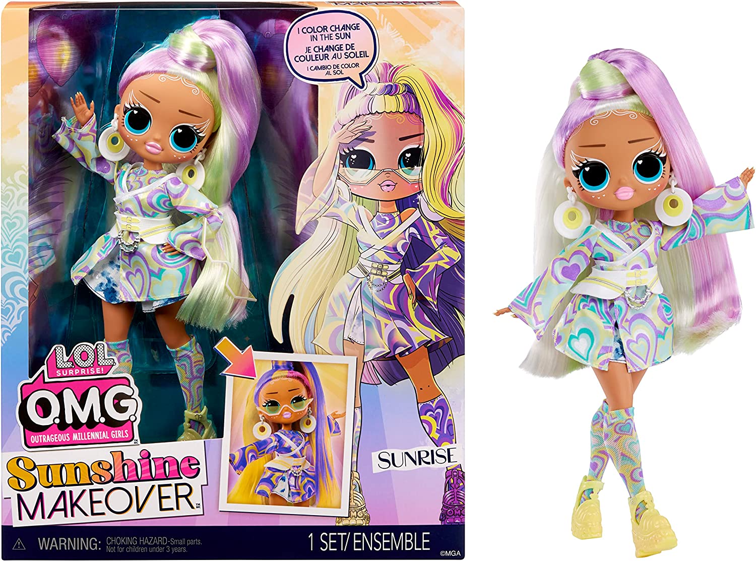 Buy LOL Surprise OMG Sunshine Color Change Sunrise Fashion Doll with Color Changing Hair and Fashions and Multiple Surprises | Yallatoys.com