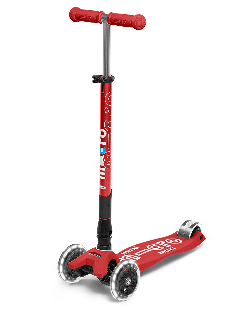 Buy Micro Maxi Deluxe Foldable LED Wheels Red Scooter | Yallatoys.com