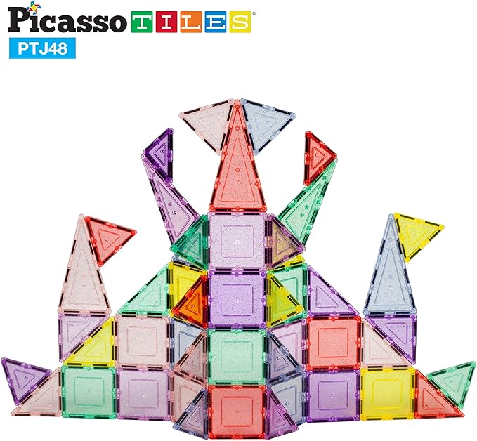 Buy Picasso Tiles Magnetic Tiles Building Set with Glitter Tiles 48pcs | Yallatoys.com