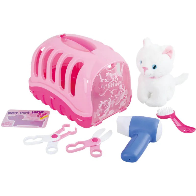 Buy Playgo Pet Care Carrier Kitten 7pcs With Plush Kitten Included | Yallatoys.com