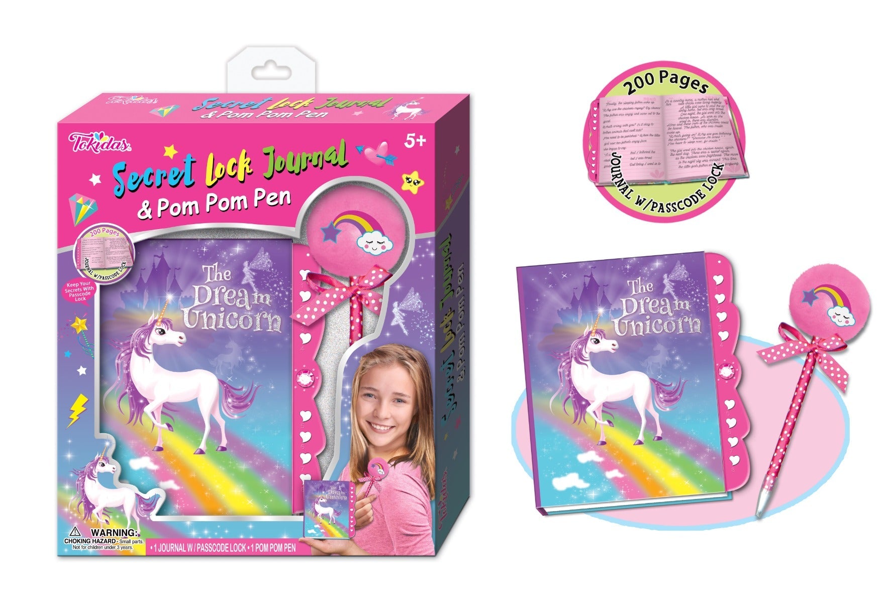 Buy Tokidas Secret Lock Journal 200 Pages & Pom Dream UnicornPom Pen | Yallatoys.com