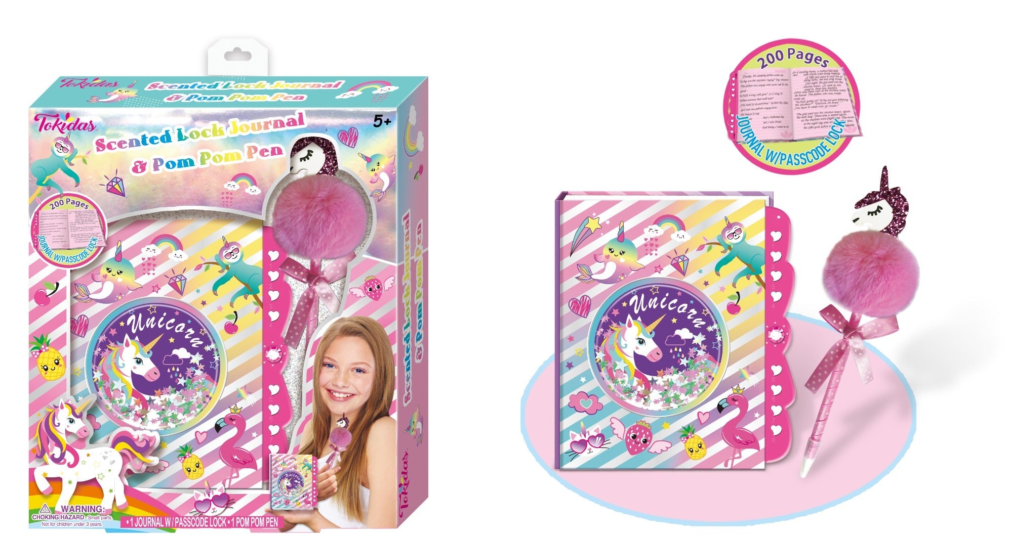 Buy Tokidas Unicorn Secret Lock Journal & Pom Pom Pen | Yallatoys.com
