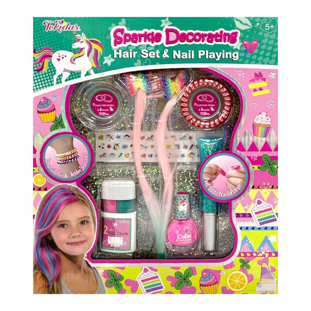 Buy Tokidas Girls Sparkle Decorating Hair Set And Nail Playing | Yallatoys.com