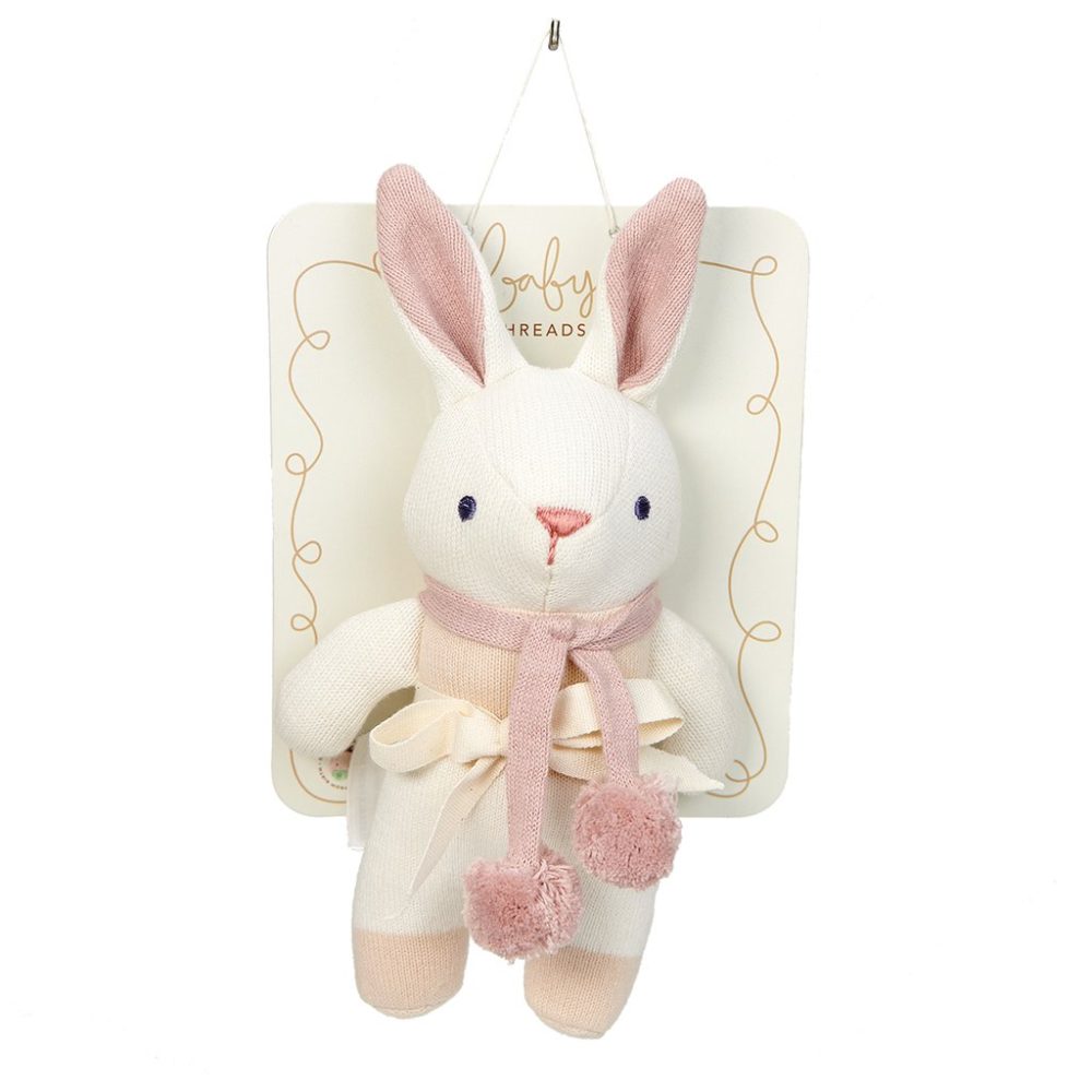 Buy ThreadBear Design Baby Threads Cream Bunny Rattle | Yallatoys.com
