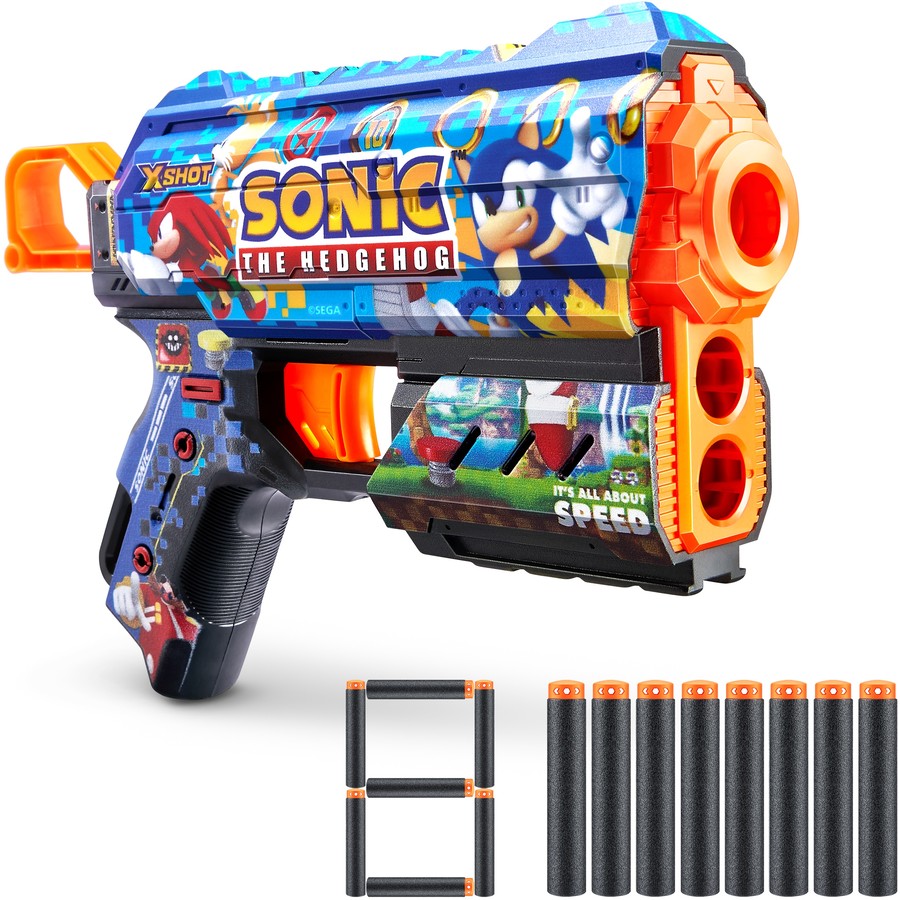 Buy X Shot Sonic the Hedgehog Skin Skins Flux Blaster with 8 Darts | Yallatoys.com